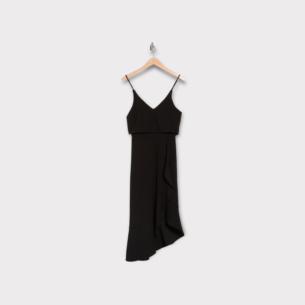 Vanity Room Popover Asymmetrical Hem Sleeveless Black Dress - Picture 3 of 7
